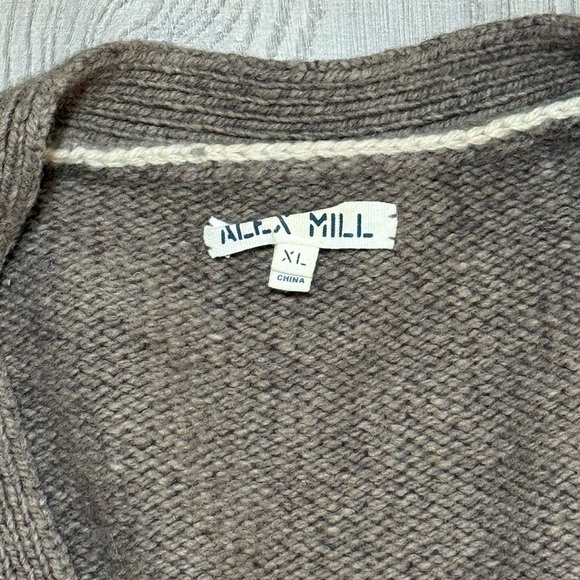 Alex Mill Emma Cardigan XL Lambswool Blend V-Neck Taupe Cozy Classic - Picture 5 of 8